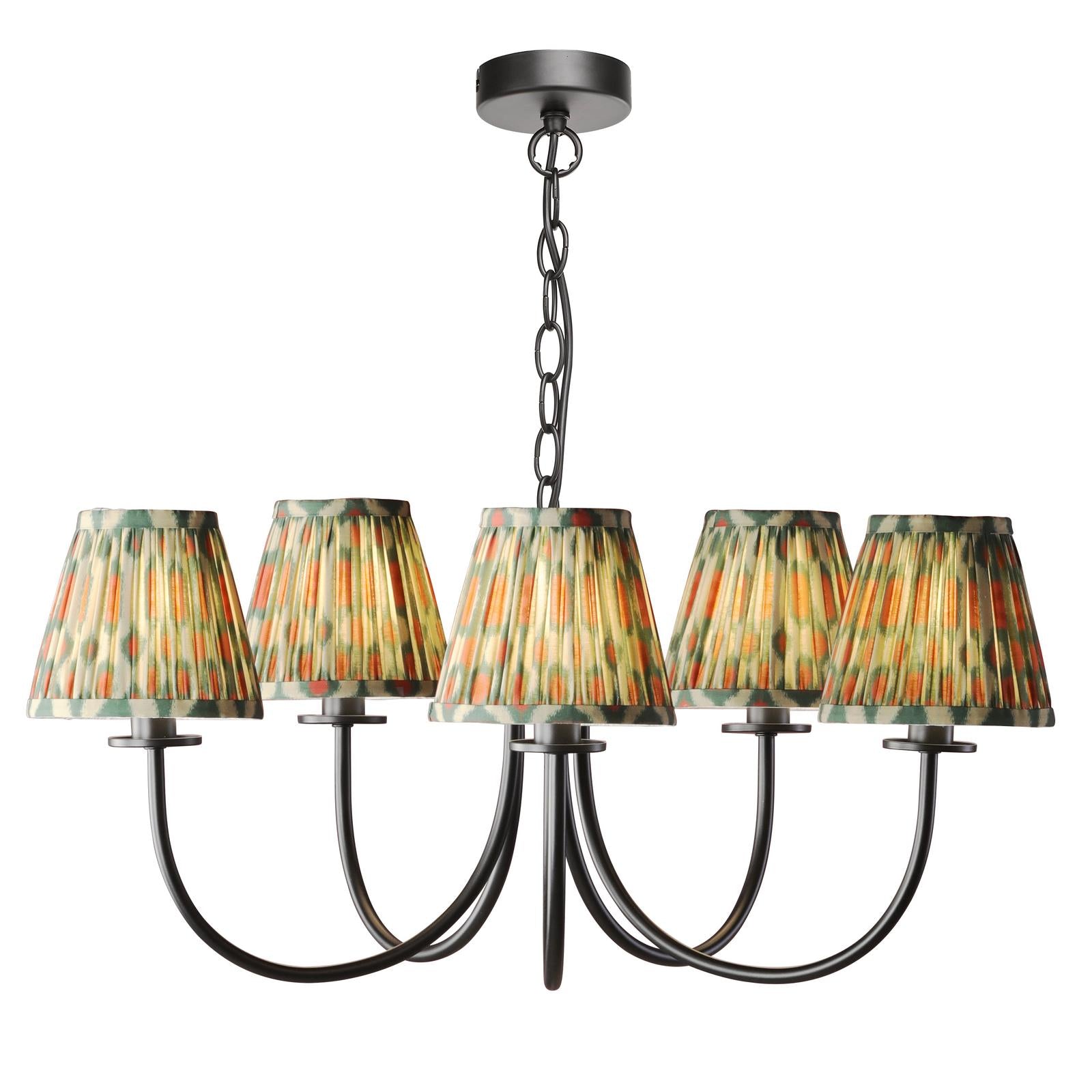 BEC0522-IKA2625 Becca 5 Light Armed Pendant Matt Black With Shade