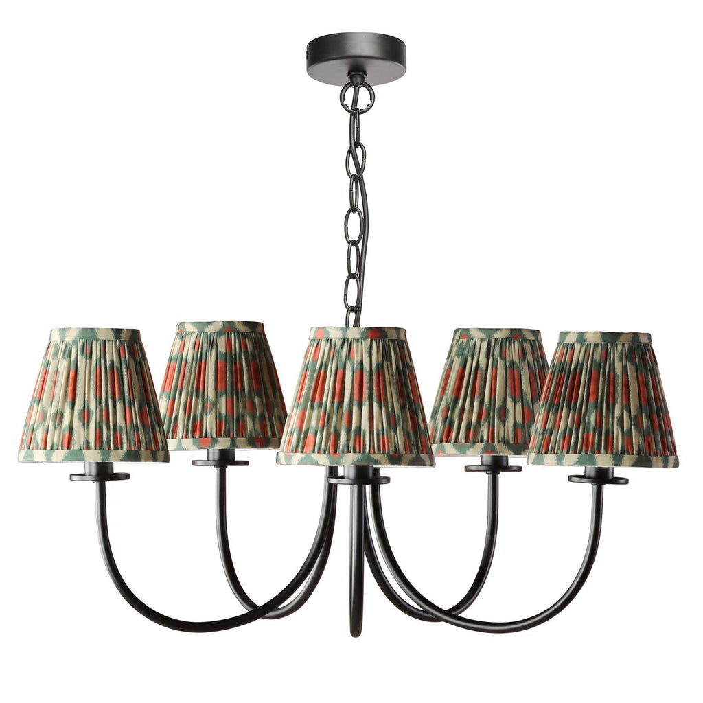BEC0522-IKA2625 Becca 5 Light Armed Pendant Matt Black With Shade