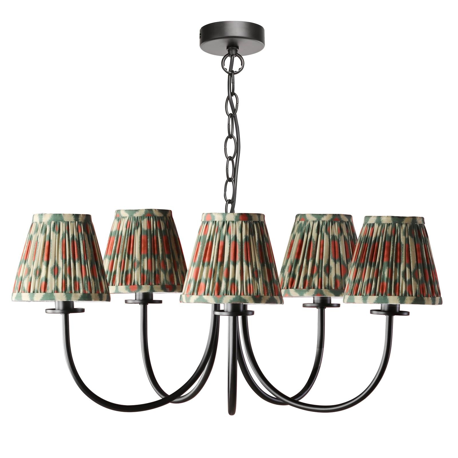 BEC0522-IKA2625 Becca 5 Light Armed Pendant Matt Black With Shade