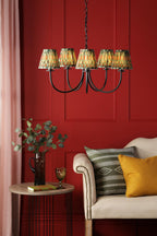 BEC0522-IKA2625 Becca 5 Light Armed Pendant Matt Black With Shade