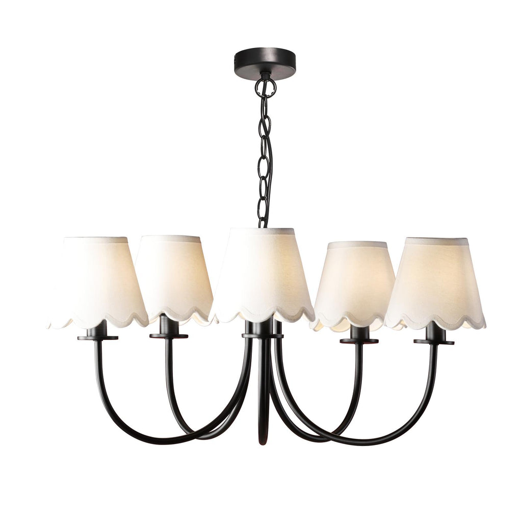 BEC0522-NER262 Becca 5 Light Armed Pendant Matt Black With Shade