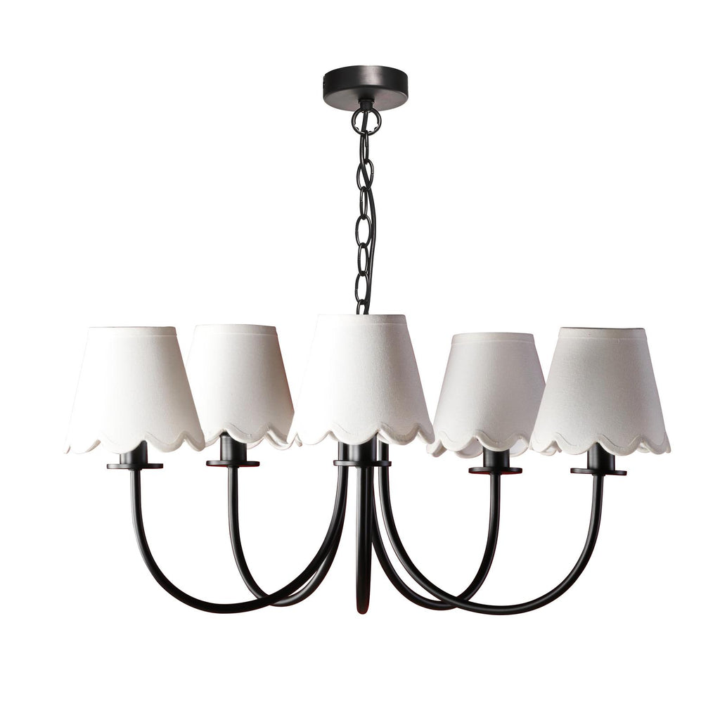 BEC0522-NER262 Becca 5 Light Armed Pendant Matt Black With Shade