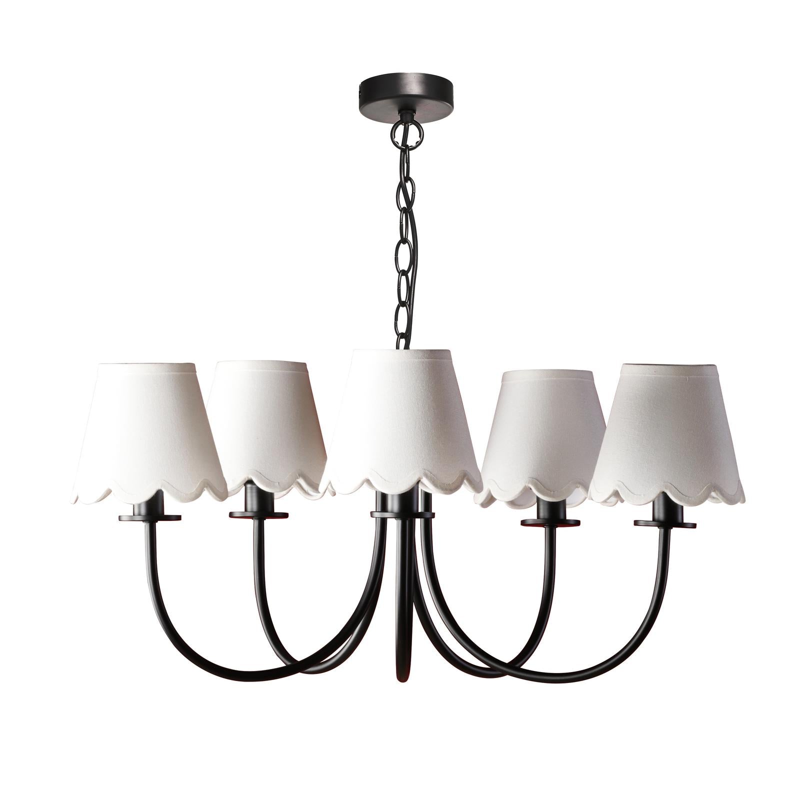BEC0522-NER262 Becca 5 Light Armed Pendant Matt Black With Shade