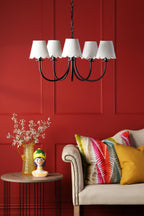 BEC0522-NER262 Becca 5 Light Armed Pendant Matt Black With Shade
