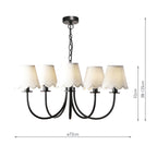BEC0522-NER262 Becca 5 Light Armed Pendant Matt Black With Shade