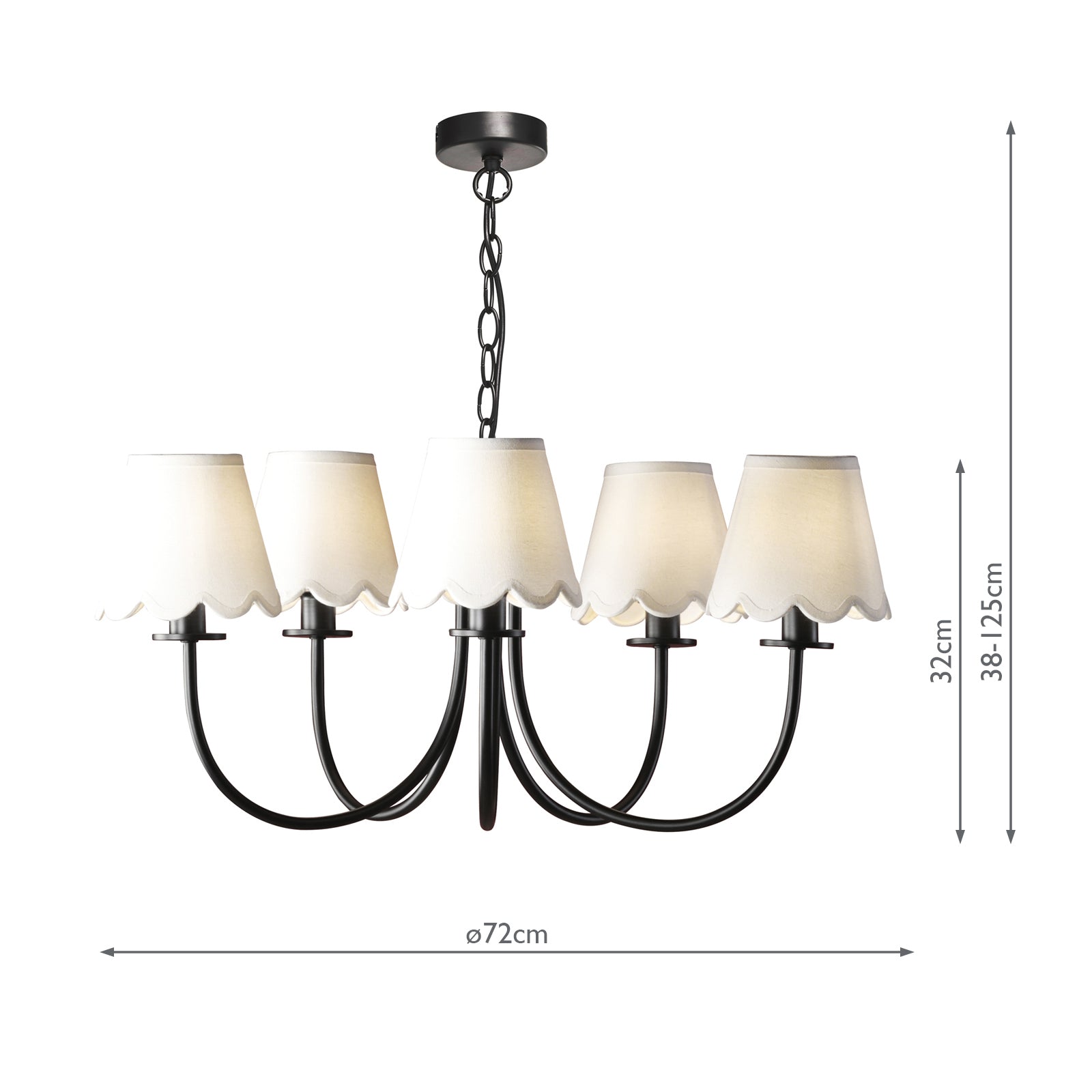 BEC0522-NER262 Becca 5 Light Armed Pendant Matt Black With Shade