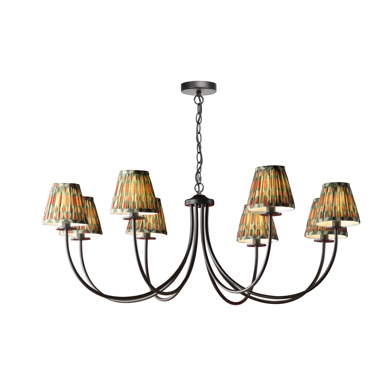 BEC0822-IKA2625 Becca 8 Light Armed Pendant Matt Black With Shade