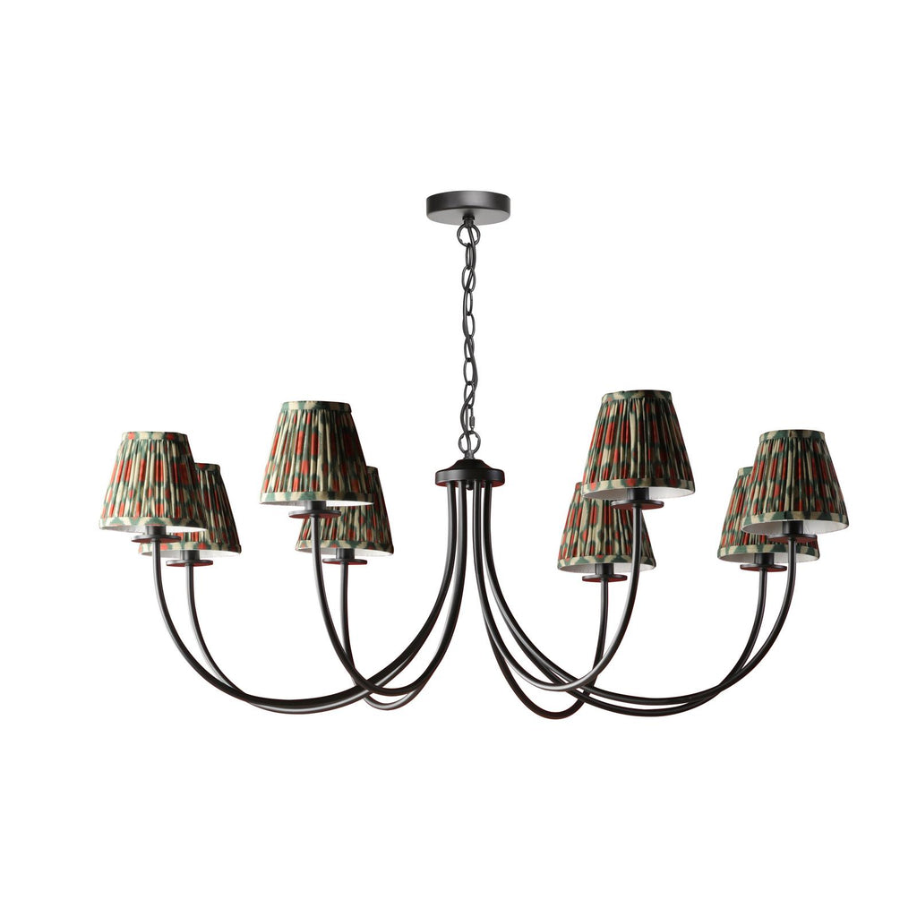 BEC0822-IKA2625 Becca 8 Light Armed Pendant Matt Black With Shade