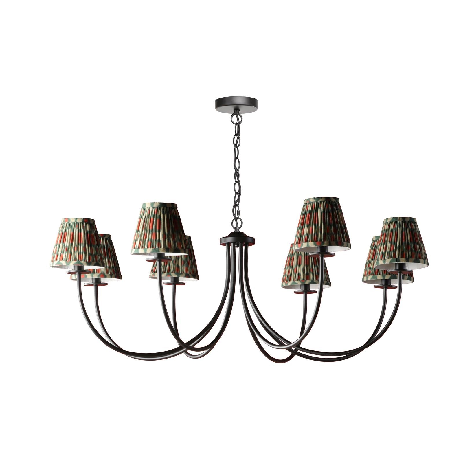 BEC0822-IKA2625 Becca 8 Light Armed Pendant Matt Black With Shade