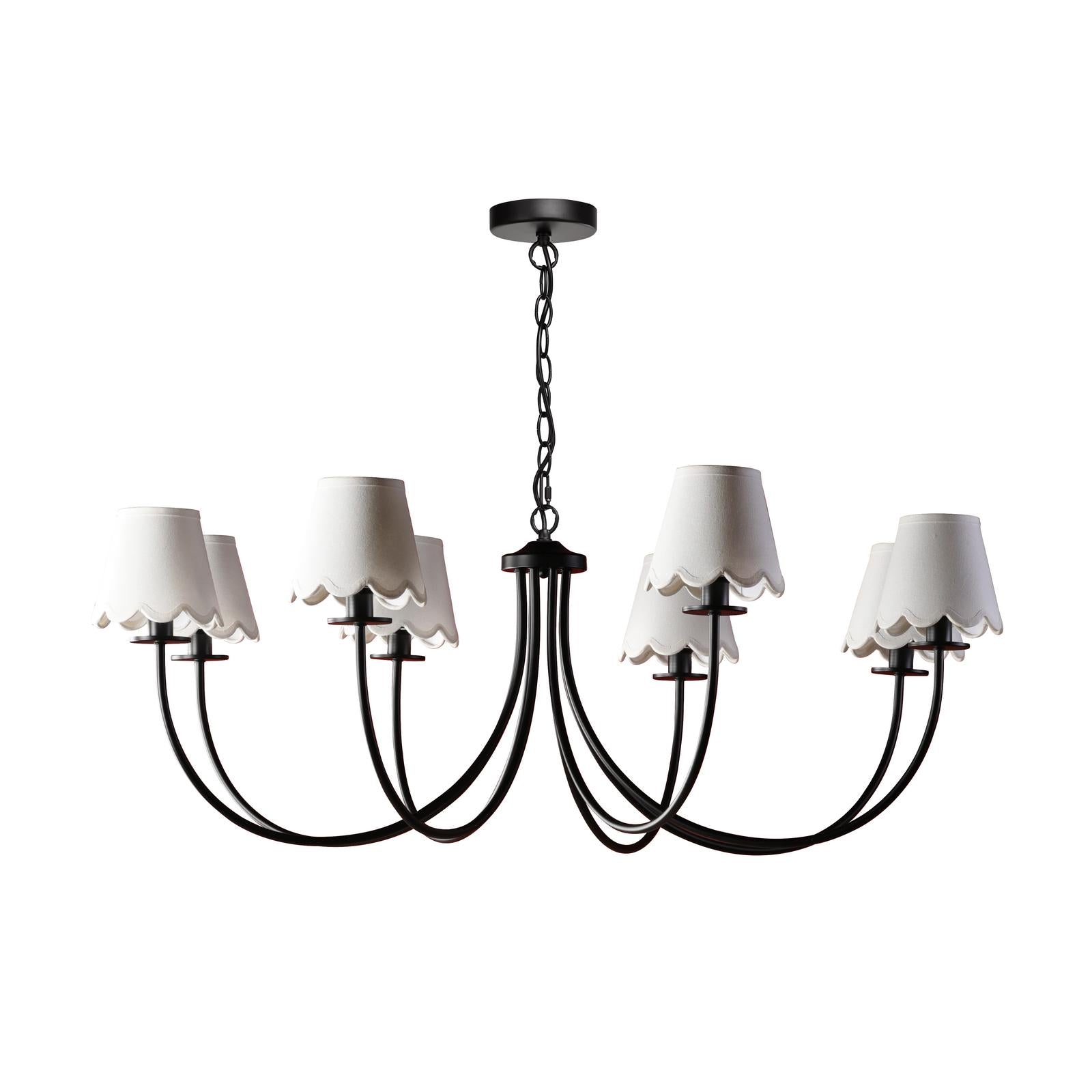 BEC0822-NER262 Becca 8 Light Armed Pendant Matt Black With Shade