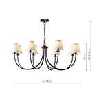 BEC0822-NER262 Becca 8 Light Armed Pendant Matt Black With Shade