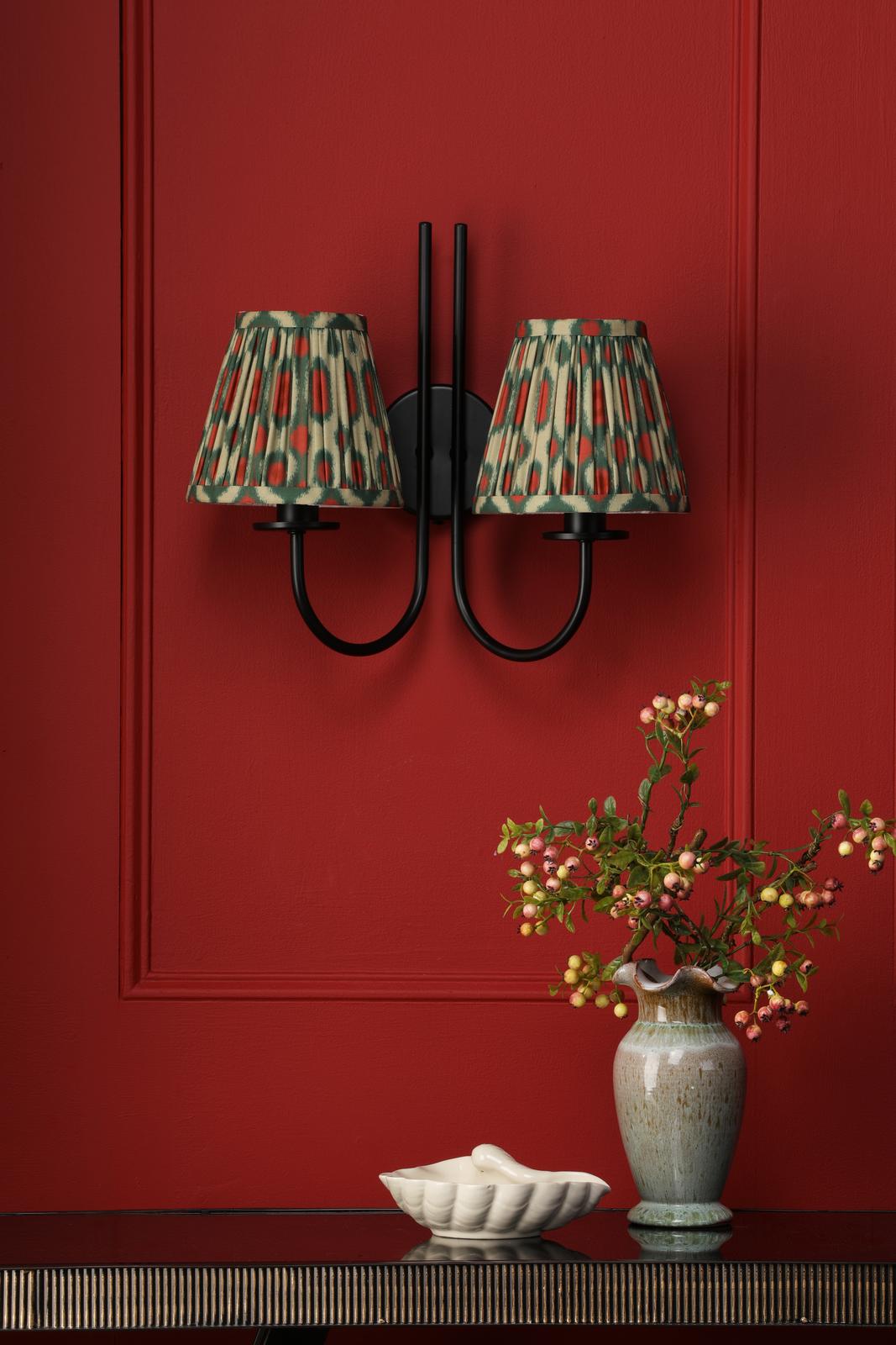 BEC0922-IKA2625 Becca 2 Light Wall Light Matt Black With Shade