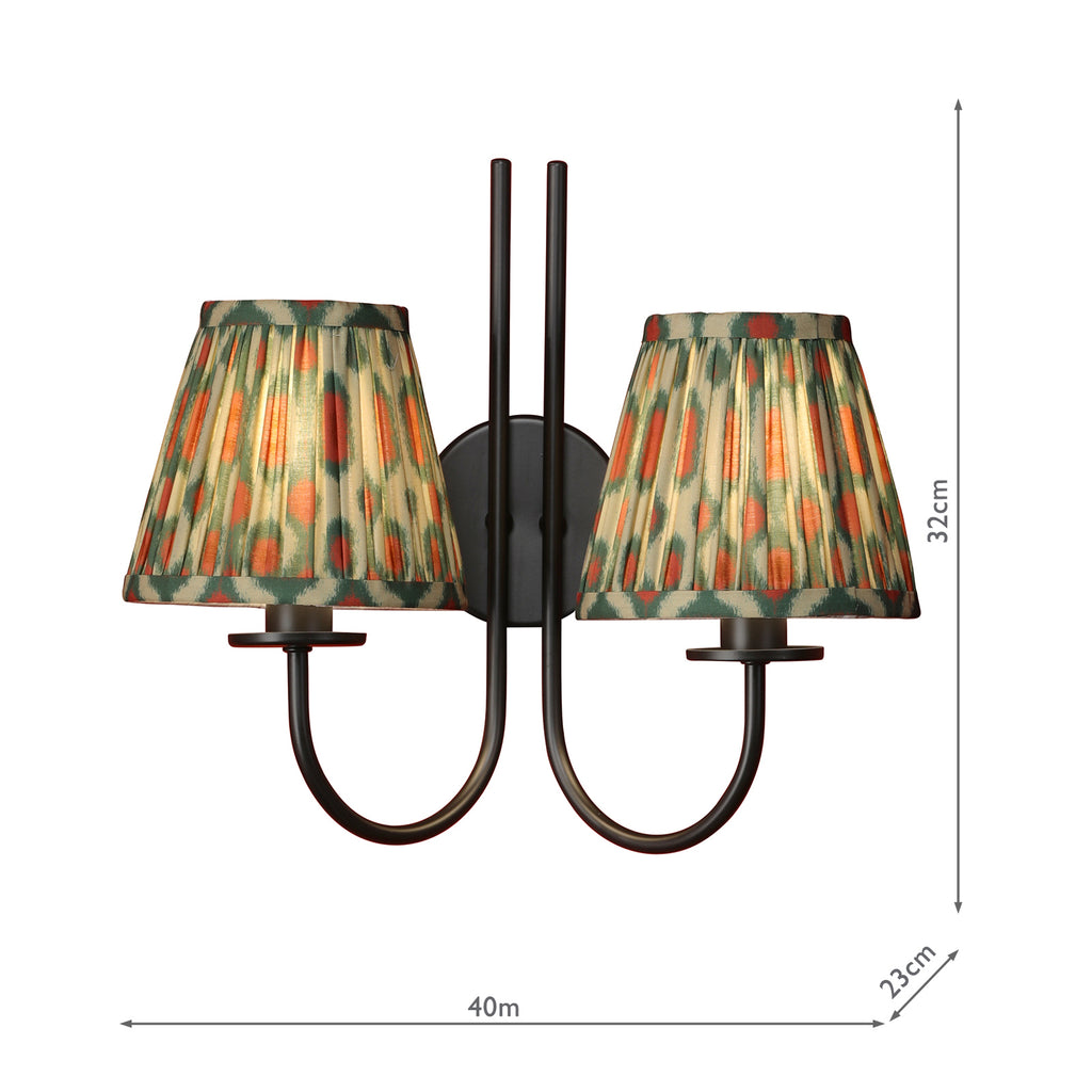 BEC0922-IKA2625 Becca 2 Light Wall Light Matt Black With Shade