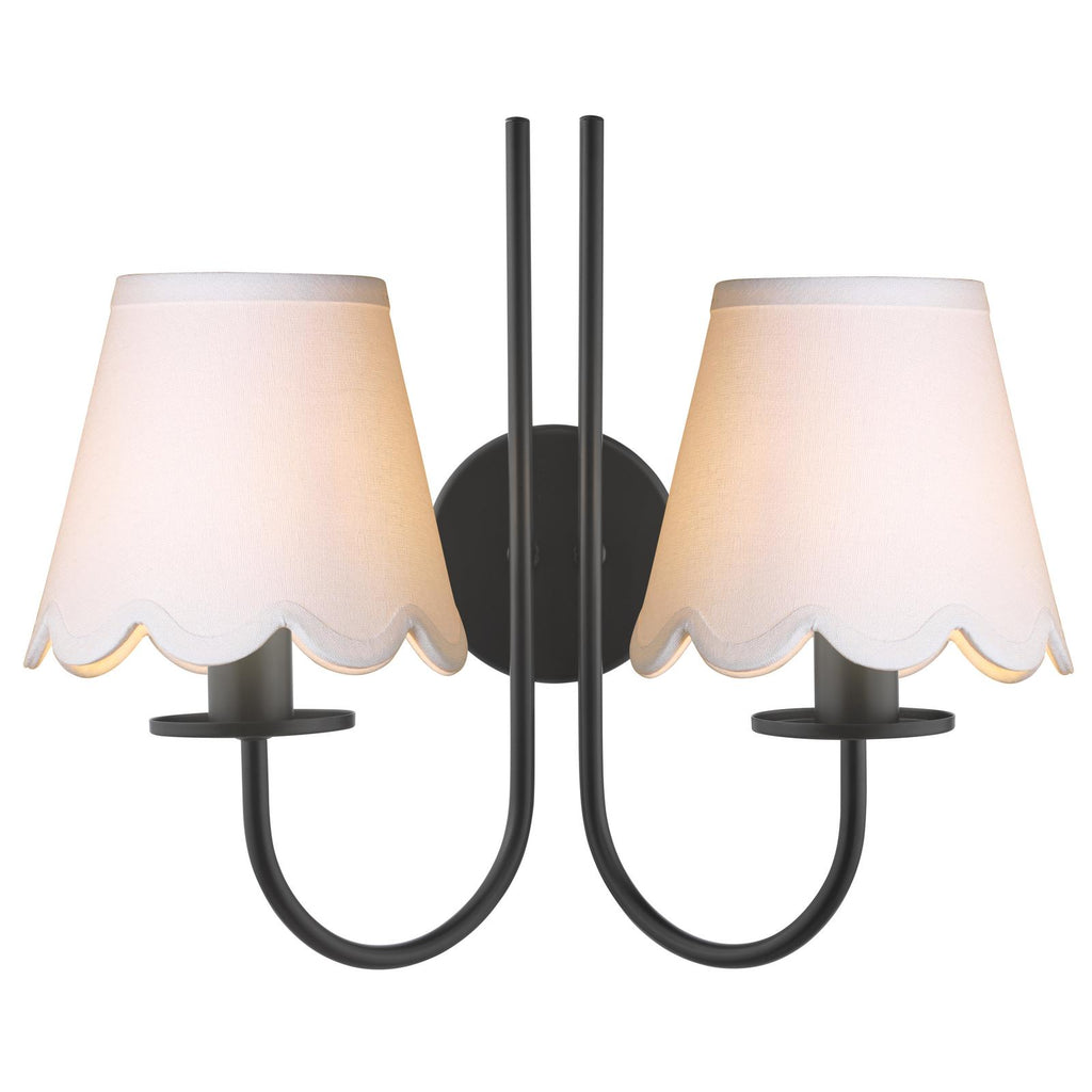 BEC0922-NER262 Becca 2 Light Wall Light Matt Black With Shade
