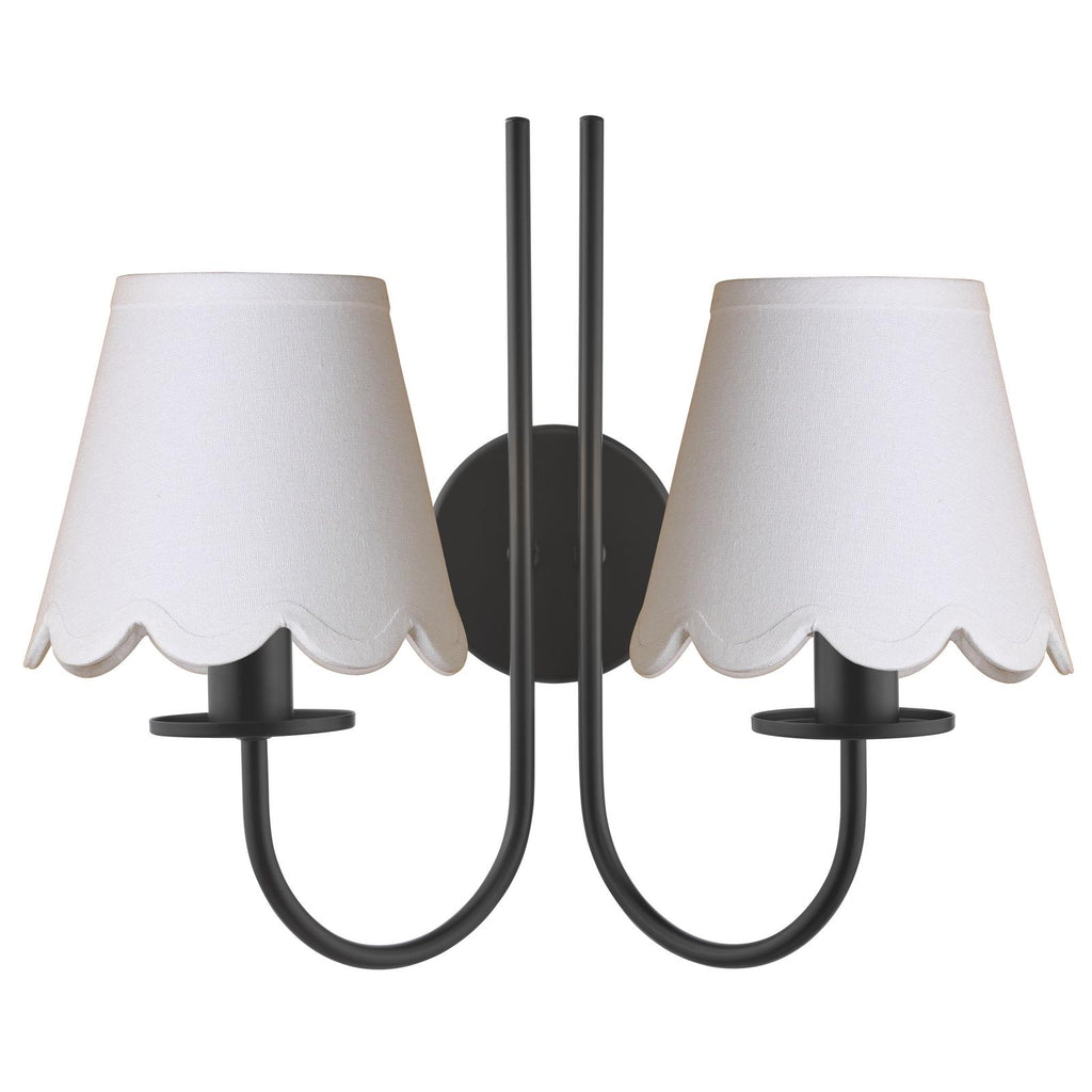 BEC0922-NER262 Becca 2 Light Wall Light Matt Black With Shade