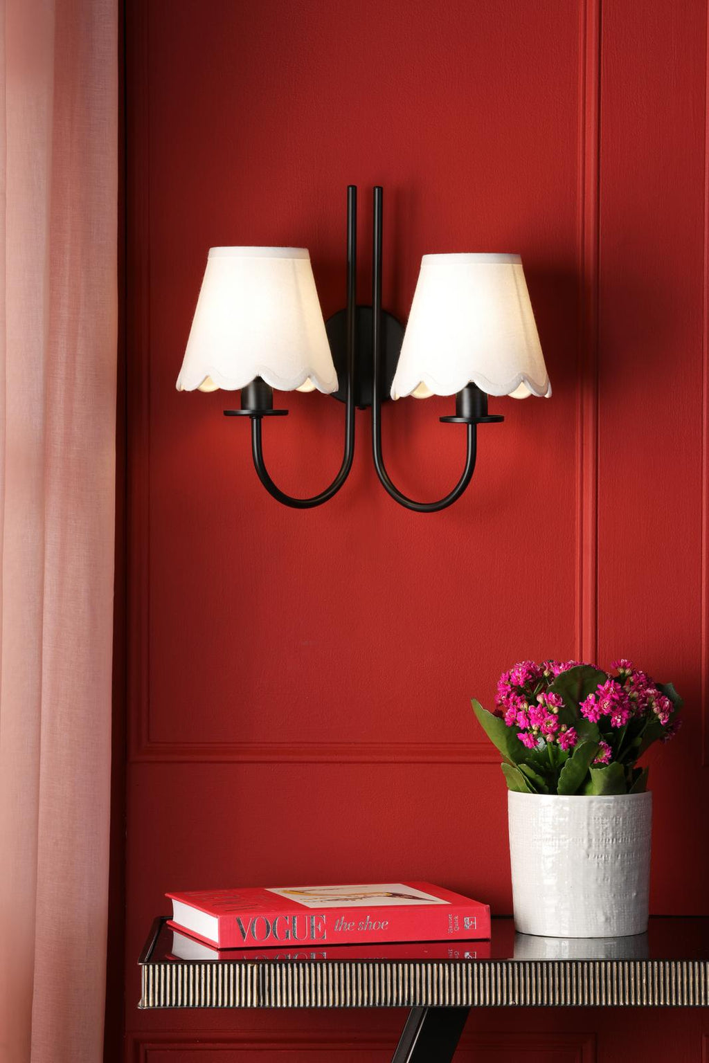 BEC0922-NER262 Becca 2 Light Wall Light Matt Black With Shade