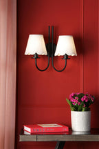 BEC0922-NER262 Becca 2 Light Wall Light Matt Black With Shade