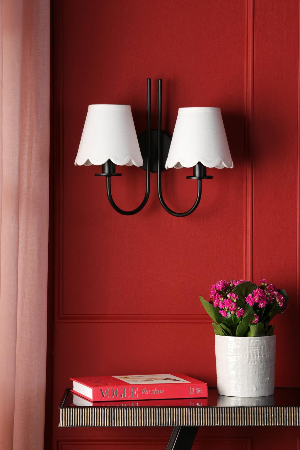 BEC0922-NER262 Becca 2 Light Wall Light Matt Black With Shade