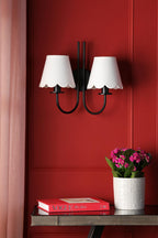 BEC0922-NER262 Becca 2 Light Wall Light Matt Black With Shade