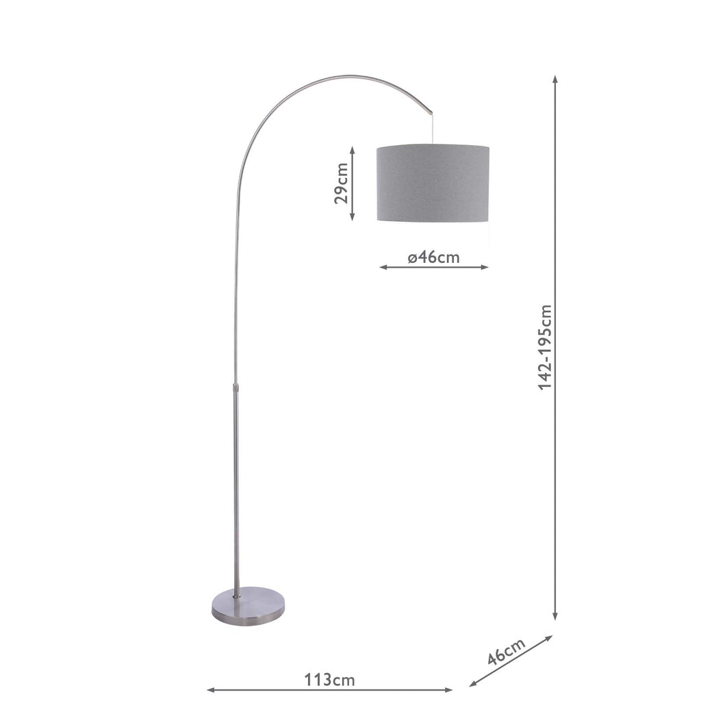 BOW4946-PYR1839 Bow Floor Lamp Satin Nickel With Shade