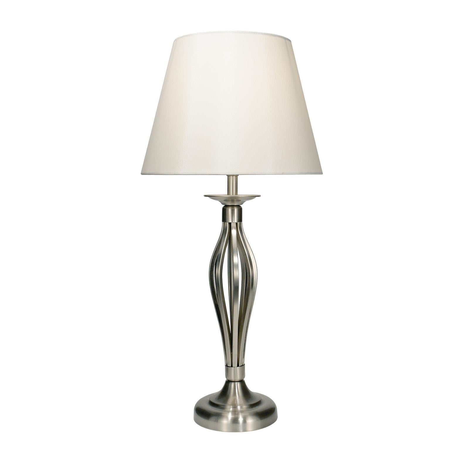 BYB4046 Bybliss Table Lamp Satin Chrome and Cream With Shade