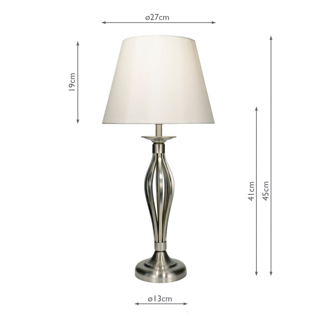 BYB4046 Bybliss Table Lamp Satin Chrome and Cream With Shade