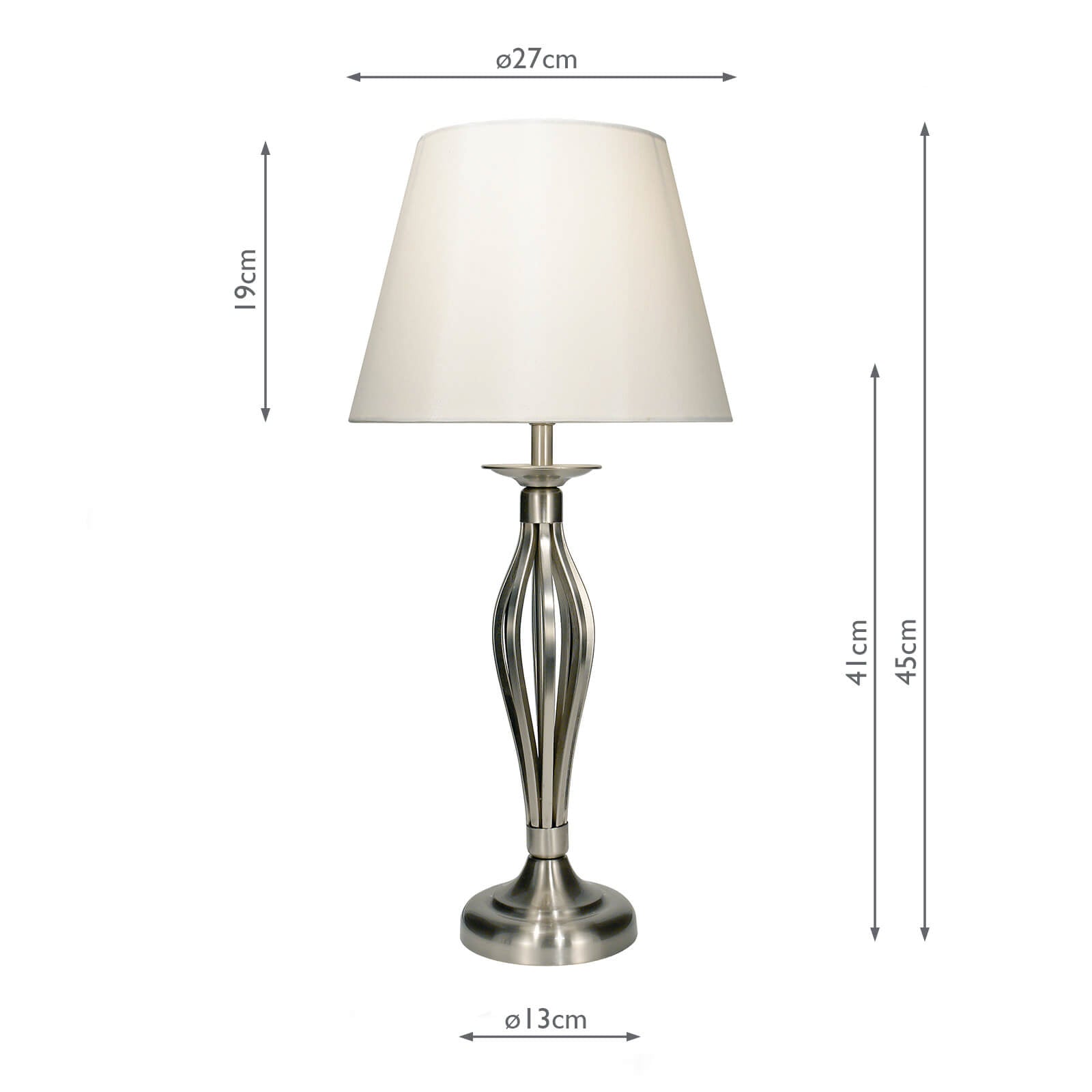 BYB4046 Bybliss Table Lamp Satin Chrome and Cream With Shade