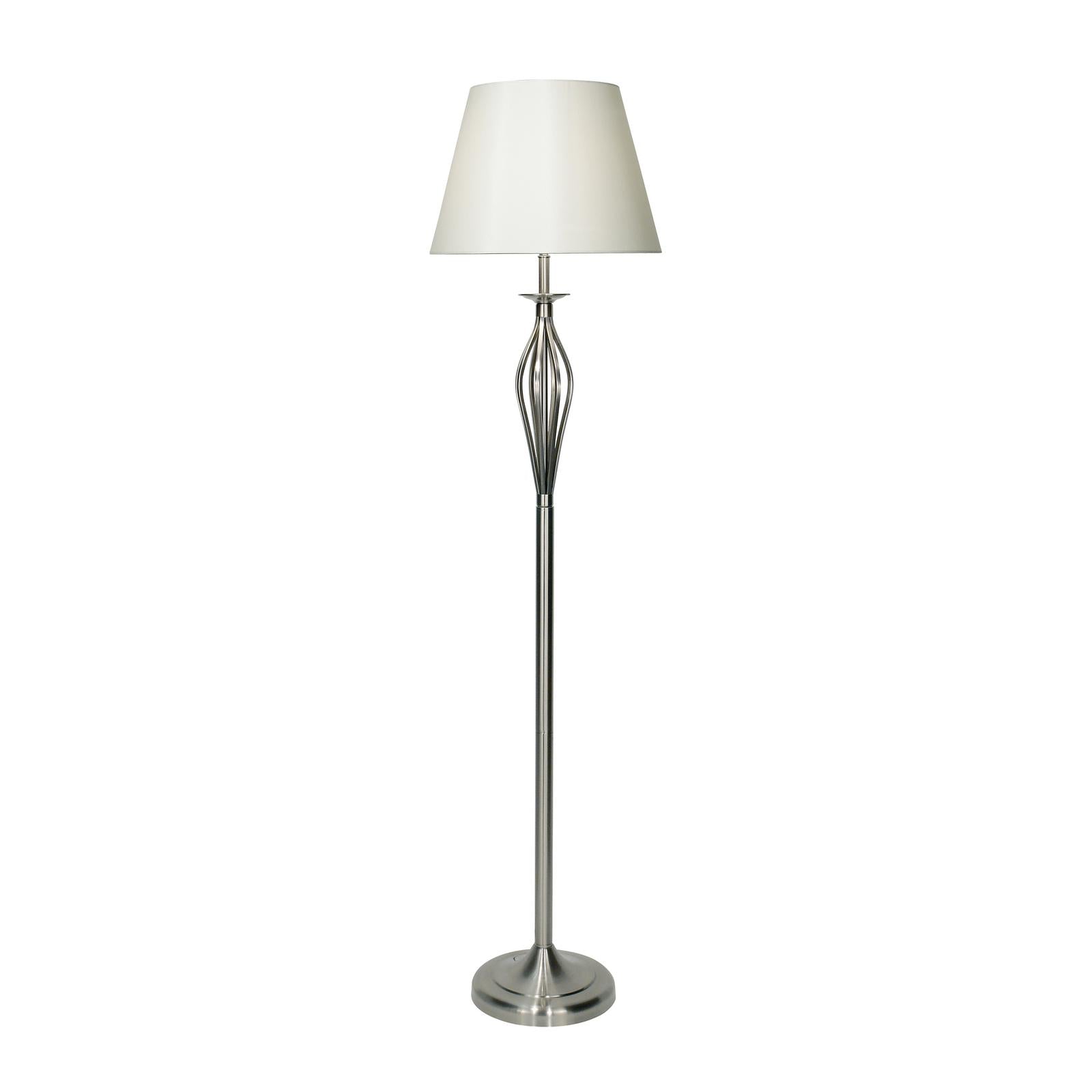 BYB4946 Bybliss Floor Lamp Satin Chrome and Cream With Shade