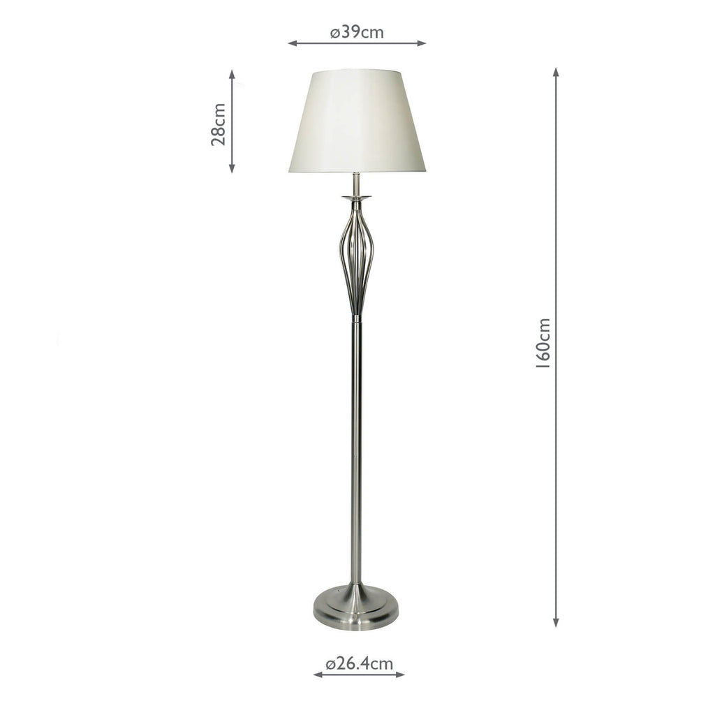 BYB4946 Bybliss Floor Lamp Satin Chrome and Cream With Shade