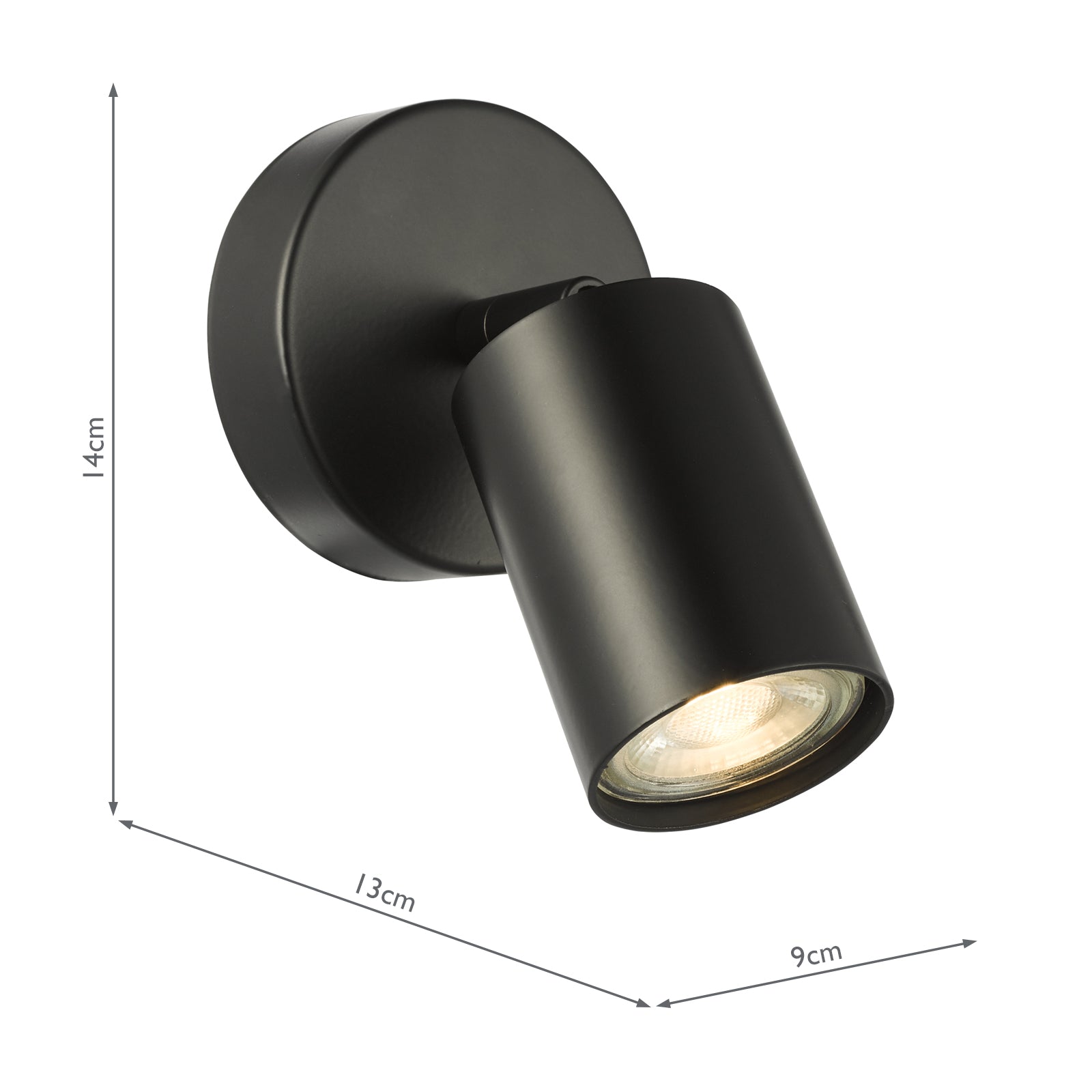 CAW0722 Cawley Single Spotlight Matt Black