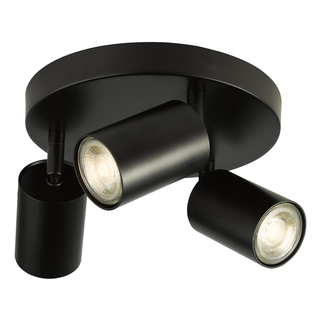 CAW7622 Cawley 3 Light Plate Spotlight Matt Black