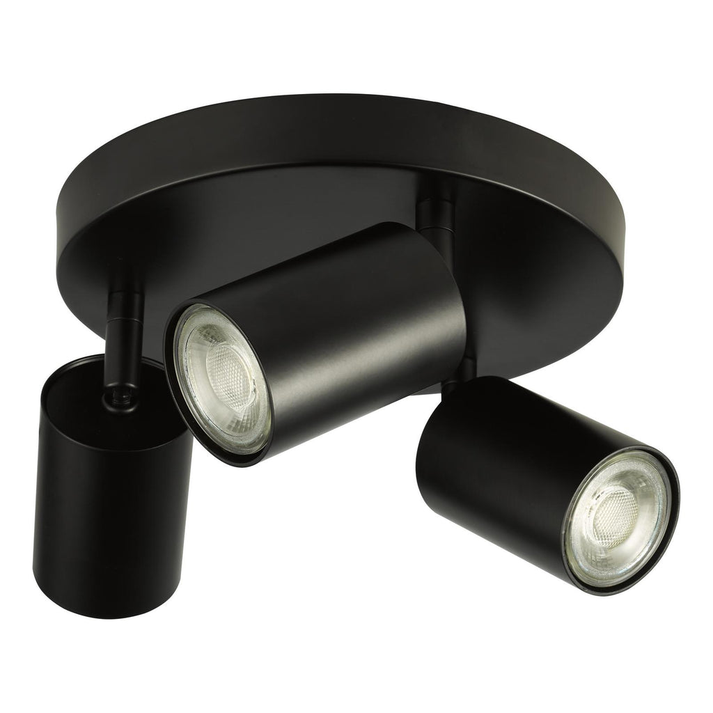CAW7622 Cawley 3 Light Plate Spotlight Matt Black