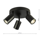 CAW7622 Cawley 3 Light Plate Spotlight Matt Black