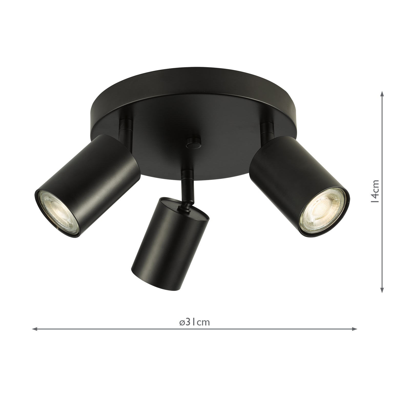 CAW7622 Cawley 3 Light Plate Spotlight Matt Black