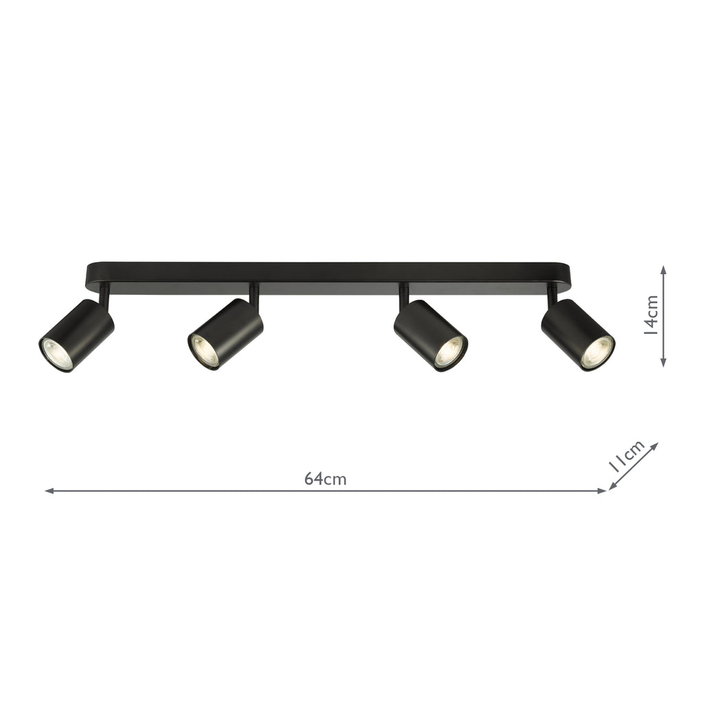 CAW8422 Cawley 4 Light Plate Spotlight Matt Black