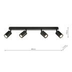 CAW8422 Cawley 4 Light Plate Spotlight Matt Black
