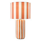 CIC4211 Cicada Table Lamp Orange Ceramic and Polished Chrome With Shade