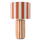 CIC4211 Cicada Table Lamp Orange Ceramic and Polished Chrome With Shade