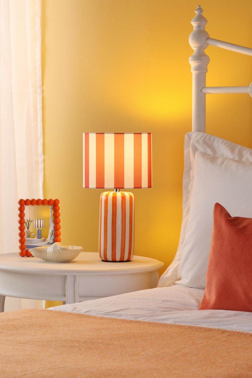 CIC4211 Cicada Table Lamp Orange Ceramic and Polished Chrome With Shade