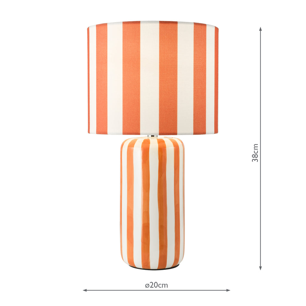CIC4211 Cicada Table Lamp Orange Ceramic and Polished Chrome With Shade