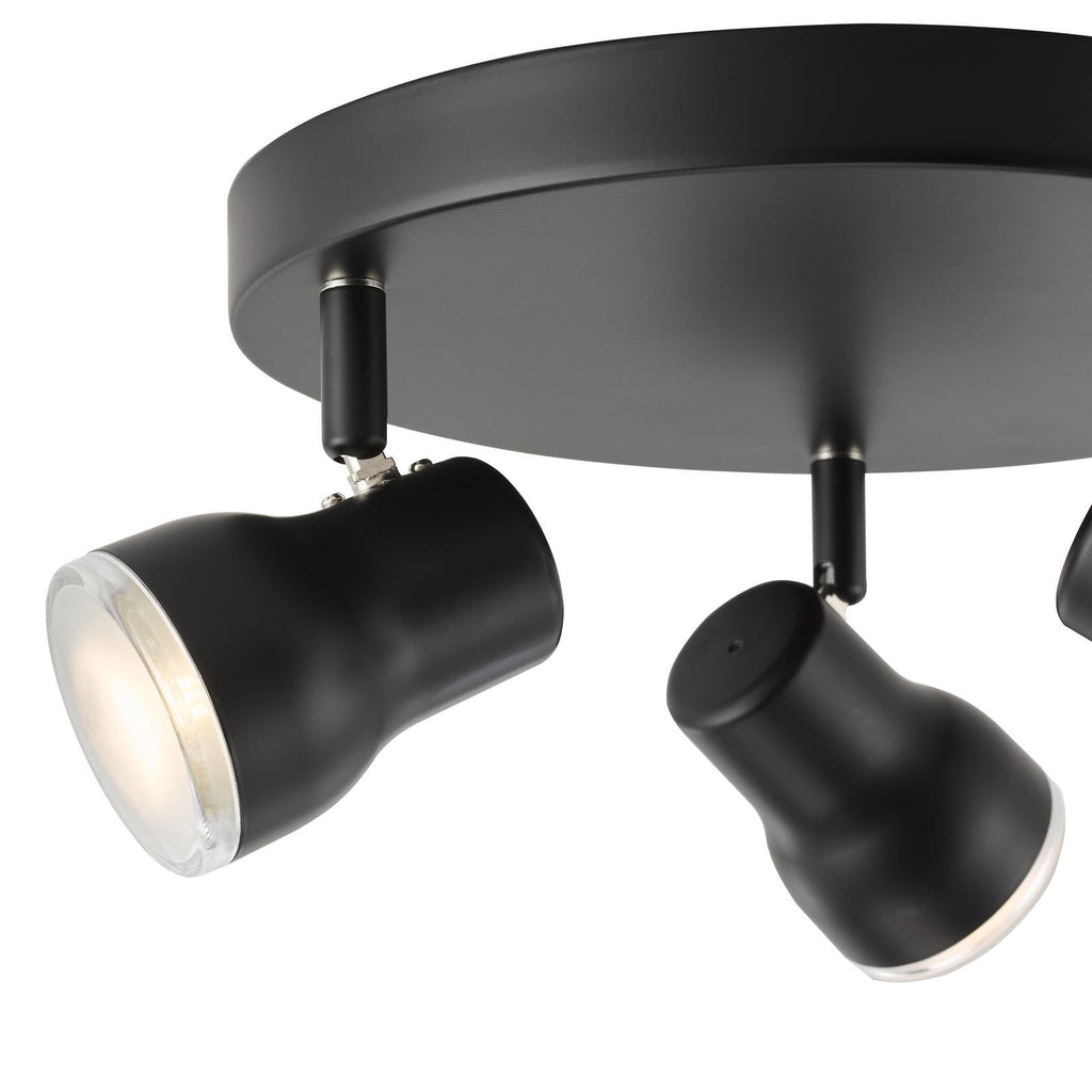 CLI7622 Clint 3 Light Bathroom Ceiling Spot Light Matt Black IP44