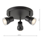CLI7622 Clint 3 Light Bathroom Ceiling Spot Light Matt Black IP44