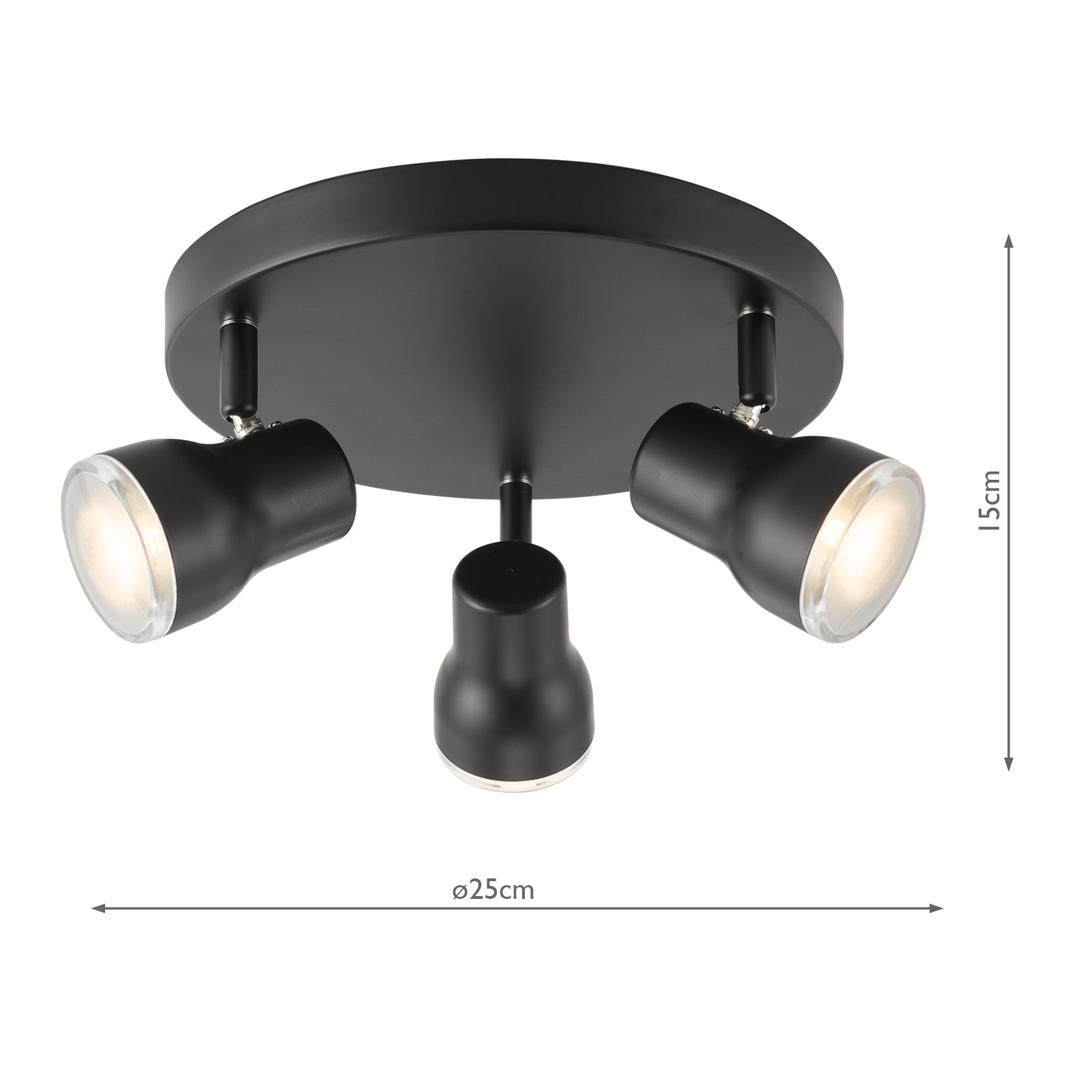 CLI7622 Clint 3 Light Bathroom Ceiling Spot Light Matt Black IP44