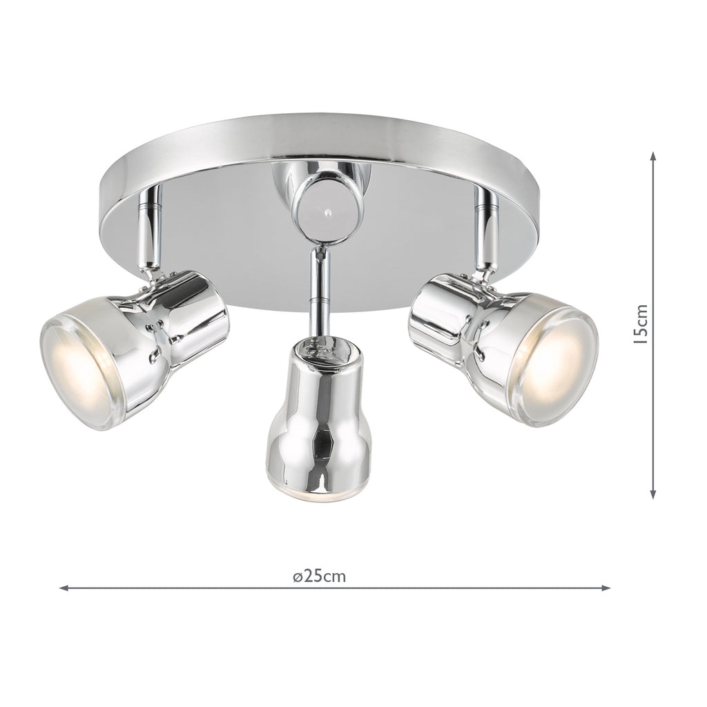 CLI7650 Clint 3 Light Bathroom Ceiling Spot Light Polished Chrome IP44