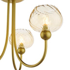 COG0335 Cognac 3 Light Semi-Flush Satin Gold and Champagne Ribbed Glass