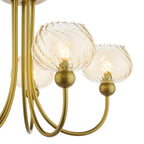 COG0535 Cognac 5 Light Semi-Flush Satin Gold and Champagne Ribbed Glass