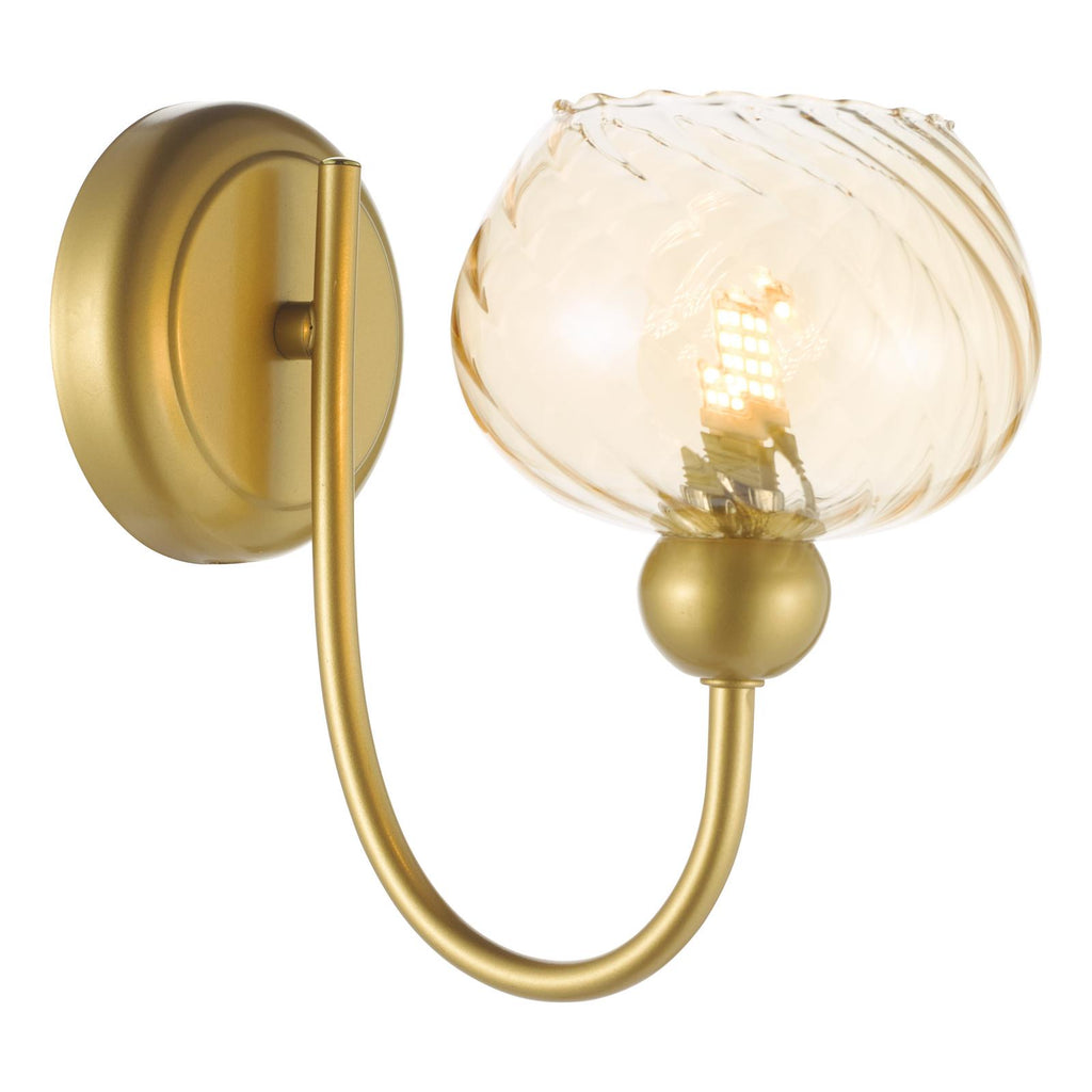 COG0735 Cognac Wall Light Satin Gold and Champagne Ribbed Glass