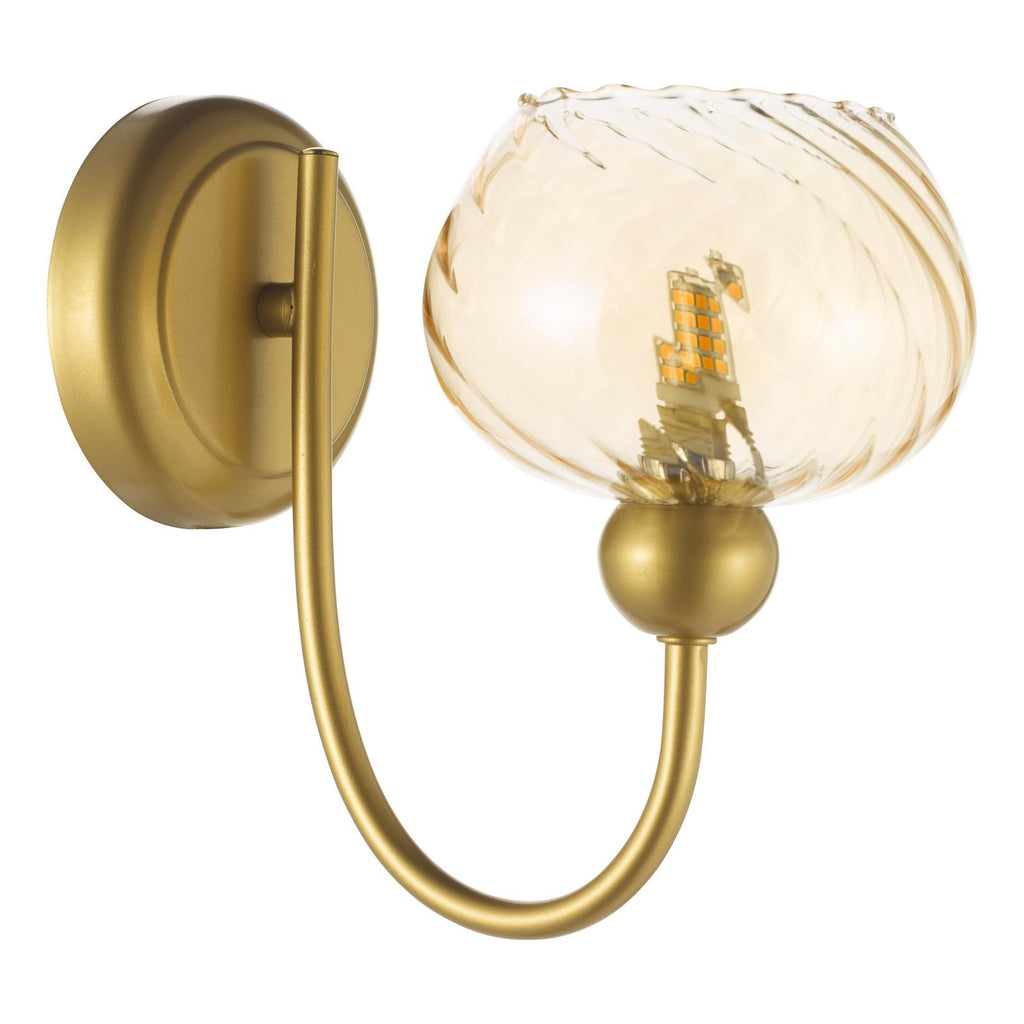 COG0735 Cognac Wall Light Satin Gold and Champagne Ribbed Glass