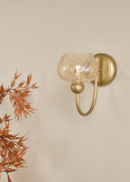 COG0735 Cognac Wall Light Satin Gold and Champagne Ribbed Glass