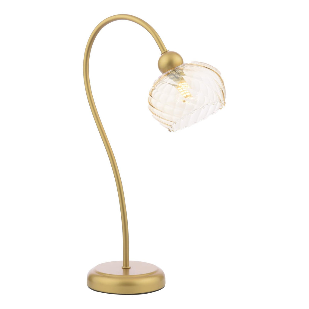 COG4235 Cognac Table Lamp Satin Gold and Champagne Ribbed Glass